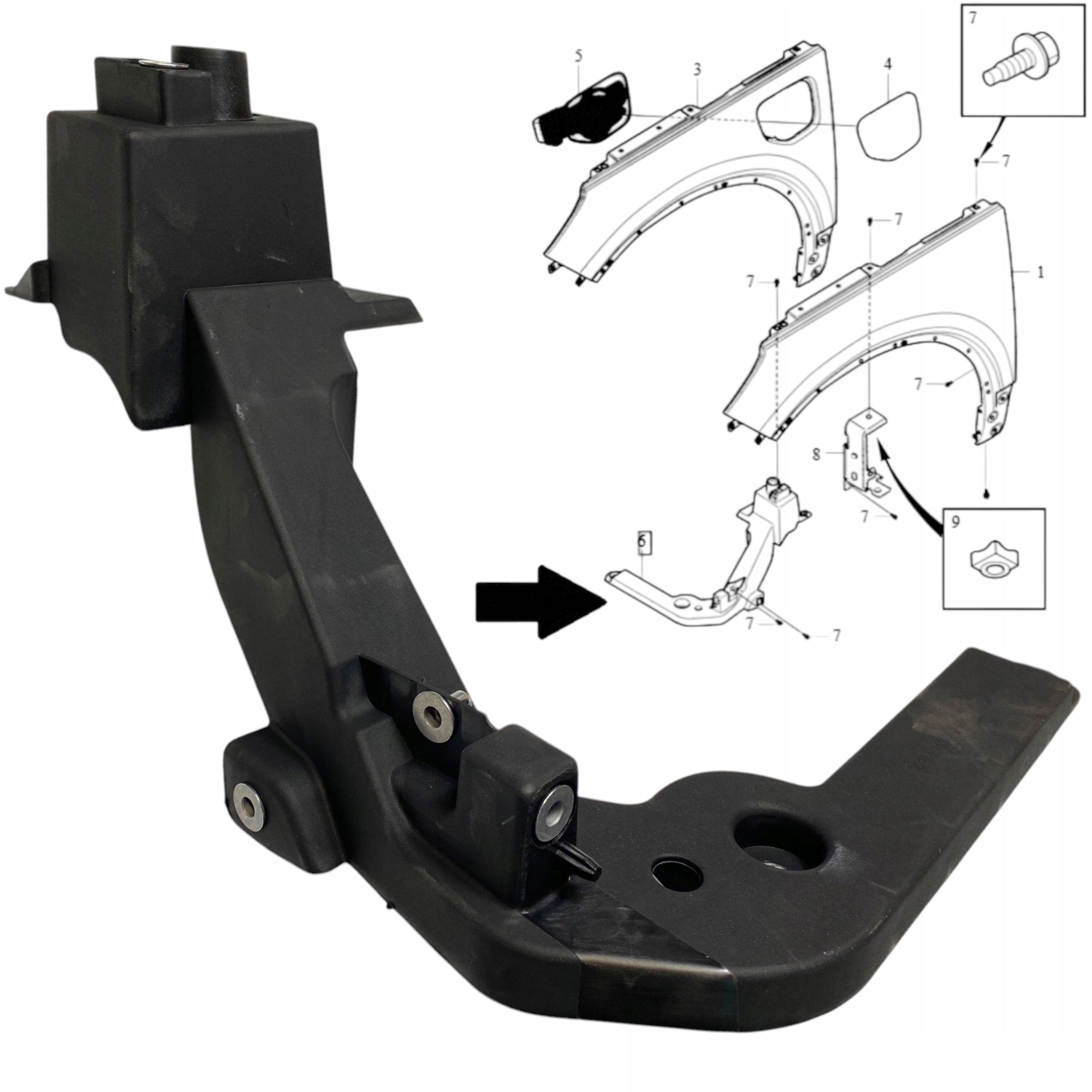 Držák Pravý uchycení držák blatníku výztuha Volvo XC40 II 2018+