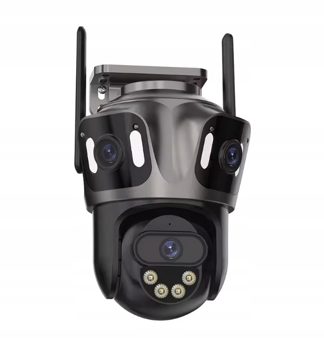 Kamera Ip 12MP 6K Wi-Fi Zewnętrzna kamera Ptz z trzema ekranami Czarna