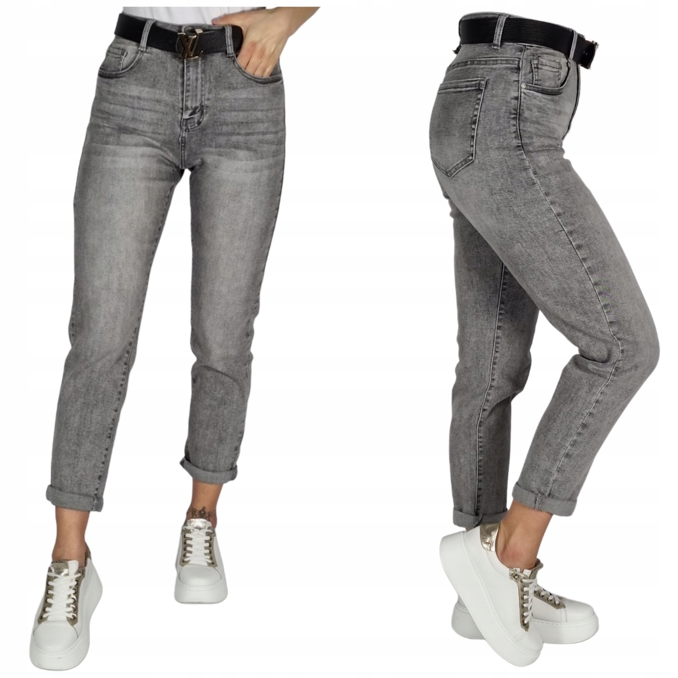 Spodnie Jeansowe Mom Fit Szare Verden Jeans 38/M