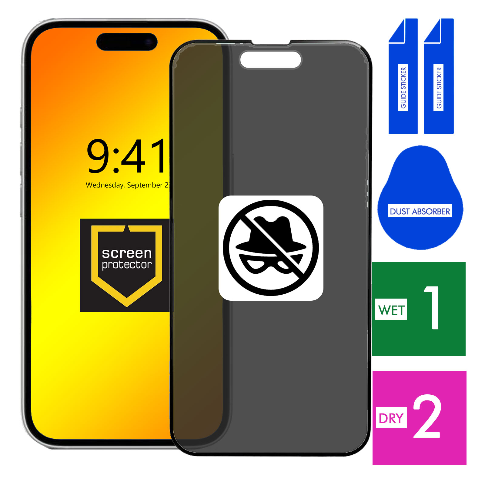 Szkło Do Apple Iphone 16 Prywatyzujące Privacy Anti-spy Cały Ekran 5D
