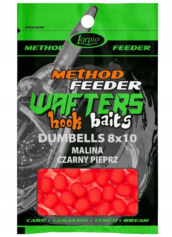 Przynęta Lorpio Hook Baits Wafters Dumbells 8x10mm Malina Czarny Pieprz 15g