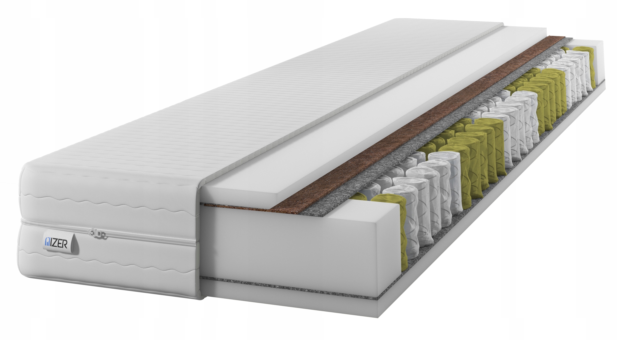 Taštičková matrace 70x200 7-zónová oboustranná H3 H4 Kokos sr/tvrdý