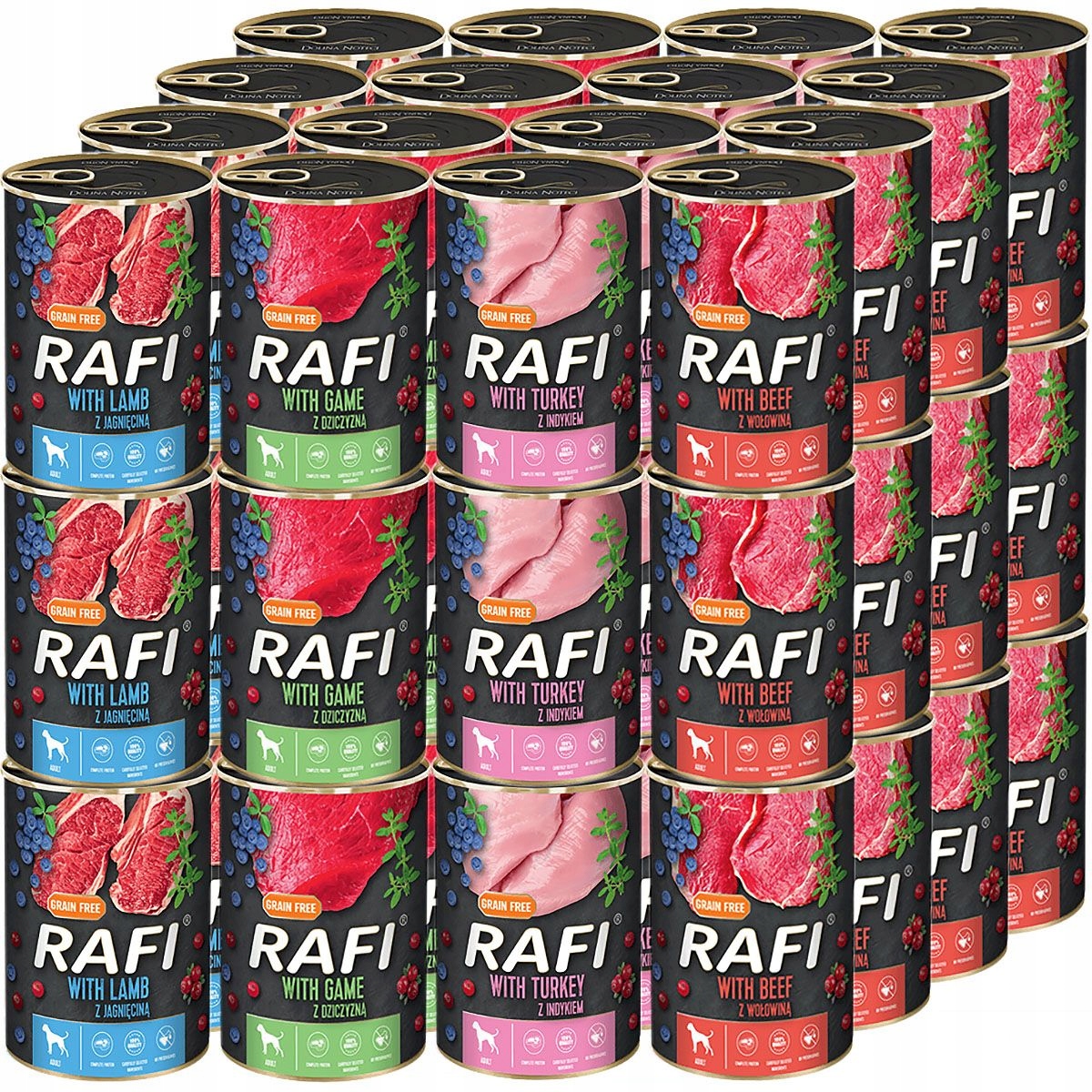 Levně Rafi krmivo pro psy různé příchutě 48x400g Vlhké Krmivo