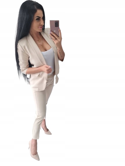 Klasyczny Damski Garnitur Komplet Livia Beżowy S
