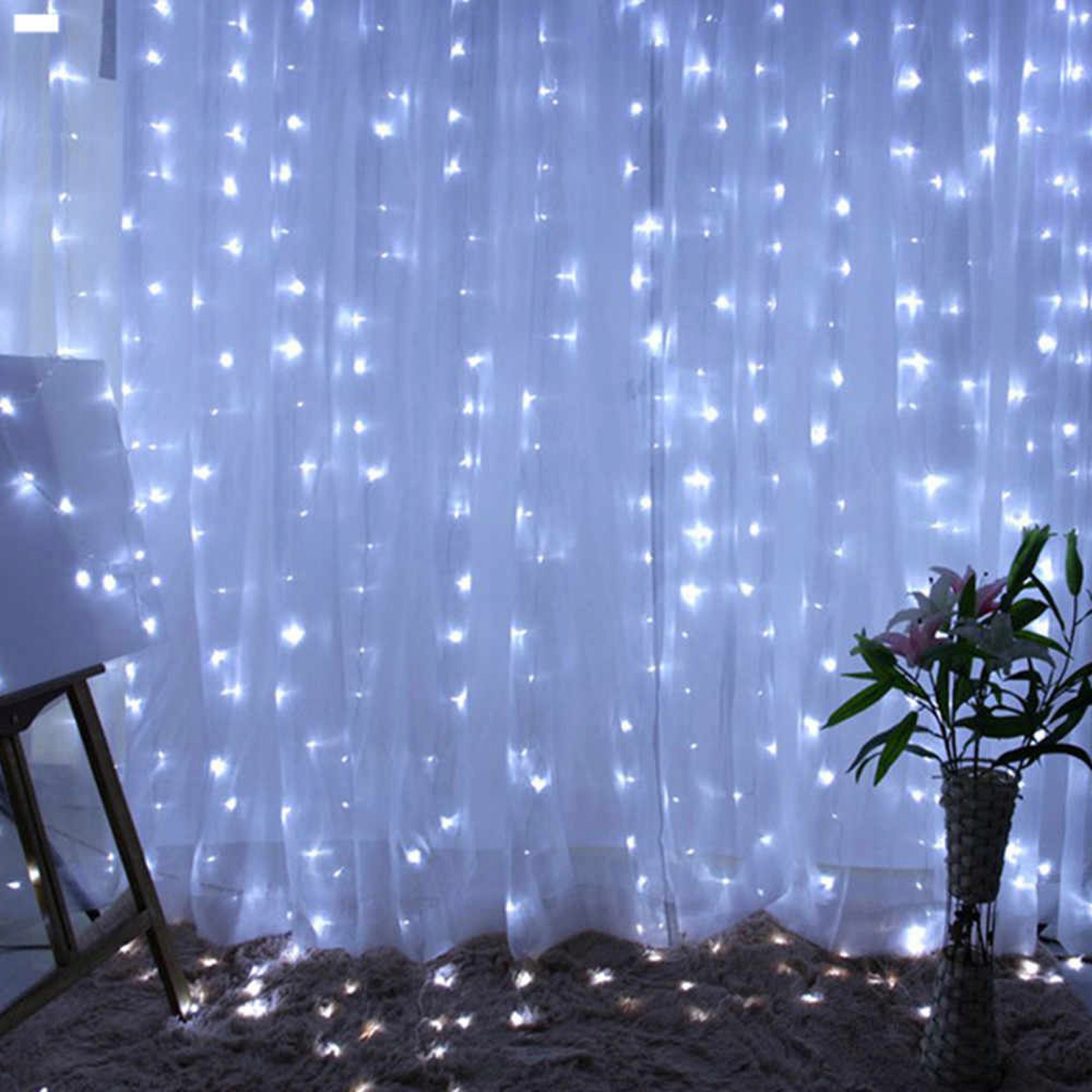 

Kurtyna Świetlna lampki Led 3x3m haczyki Gratis!