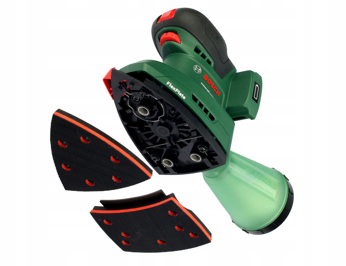 Szlifierka UniversalSander 18V-10 BOSCH korpus System mocowania materiału ściernego mocowanie na rzepy