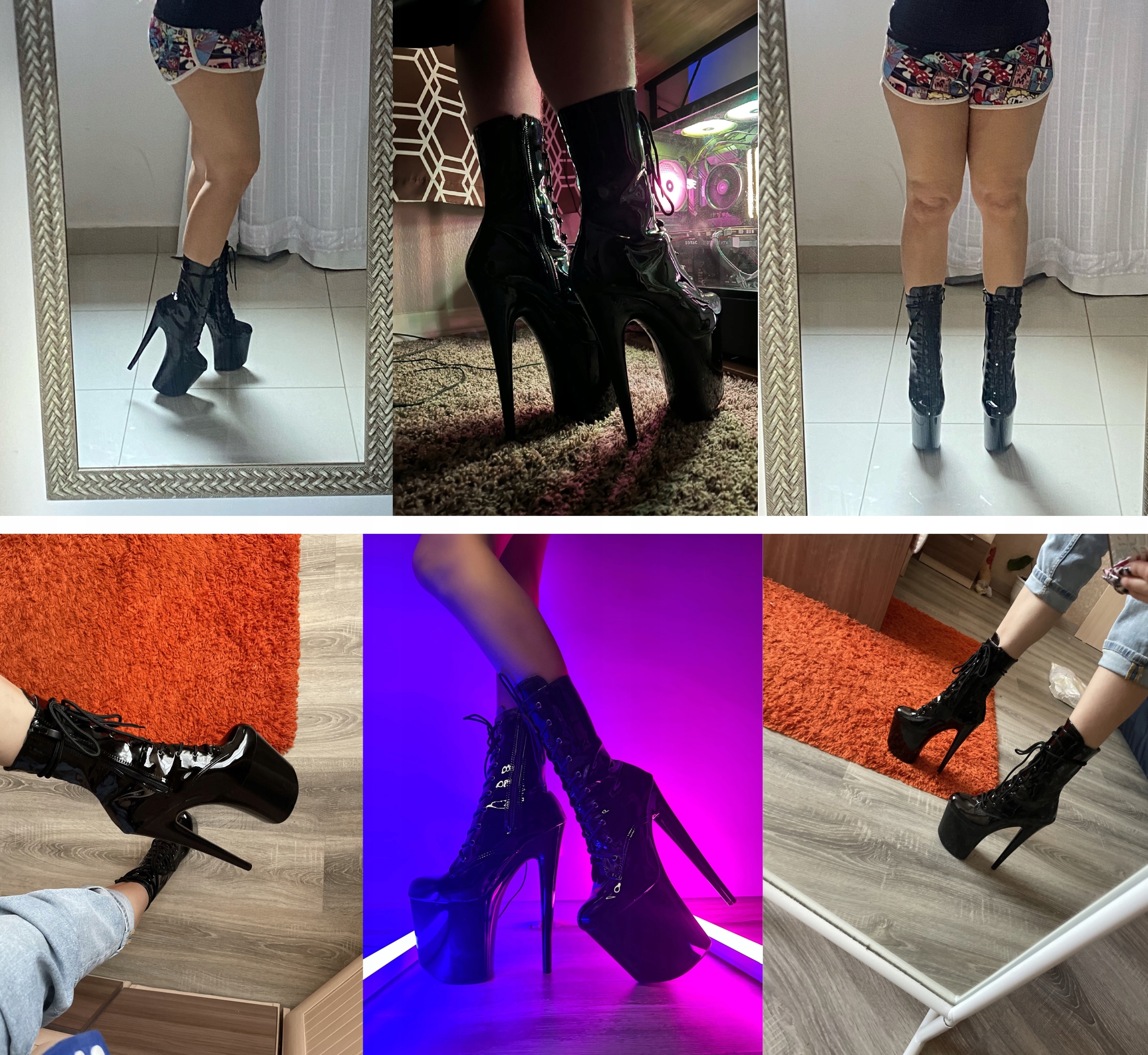 BOTKI DAMSKIE CZARNE NA SZPILCE WYSOKIE 20 CM r.42 Rozmiar 42