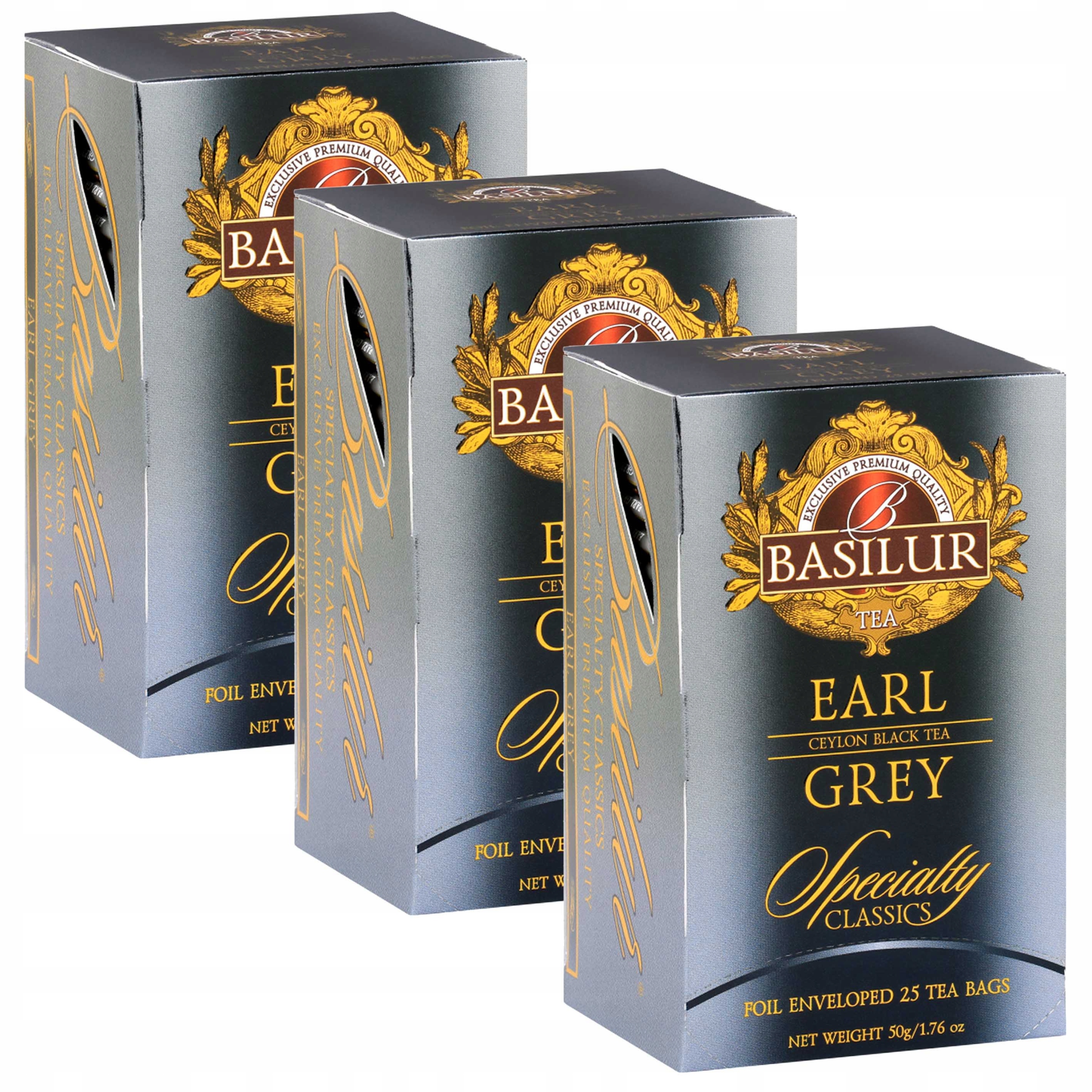 Levně Basilur Earl Grey – černý čaj s bergamotovým olejem 25 x 2 g x 3