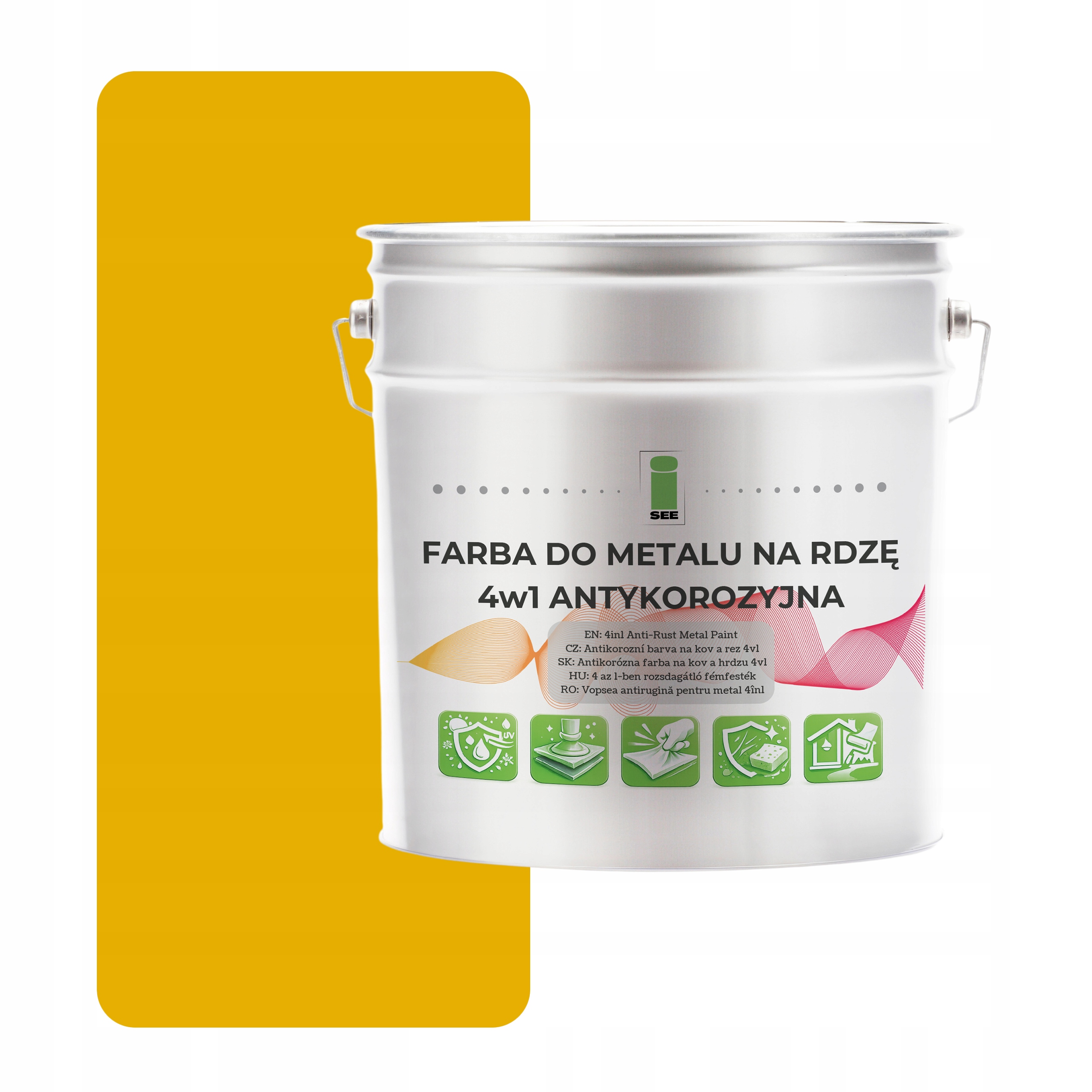 Barva na kov proti korozi 4v1 žlutá RAL1004 I See pozink ocel 2,5L polomatná