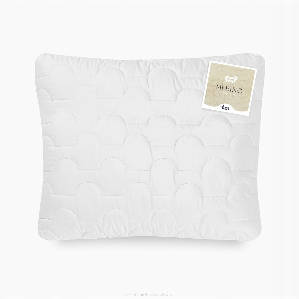 Vlnený vankúš 70x80 Merino, prešívaný bez zipsu, biely