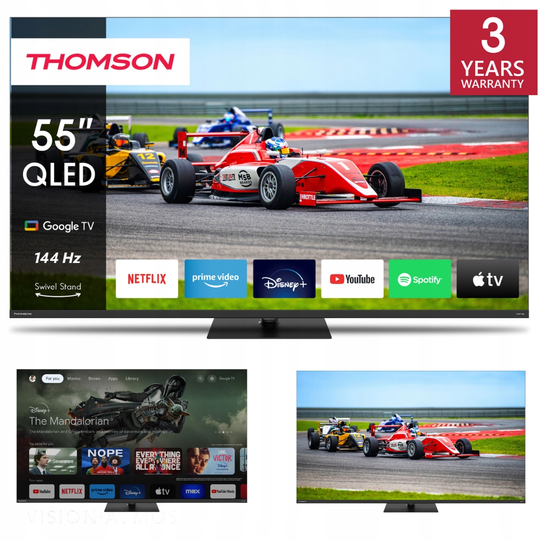 Telewizor Smart Tv Qled 55" Thomson 4K 144Hz Google Android 3 Lata Ochrony