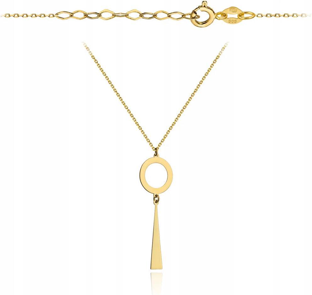 Zlatý náhrdelník 585 kruh typu ring s přívěskem ve tvaru trojúhelníku 14 Kt