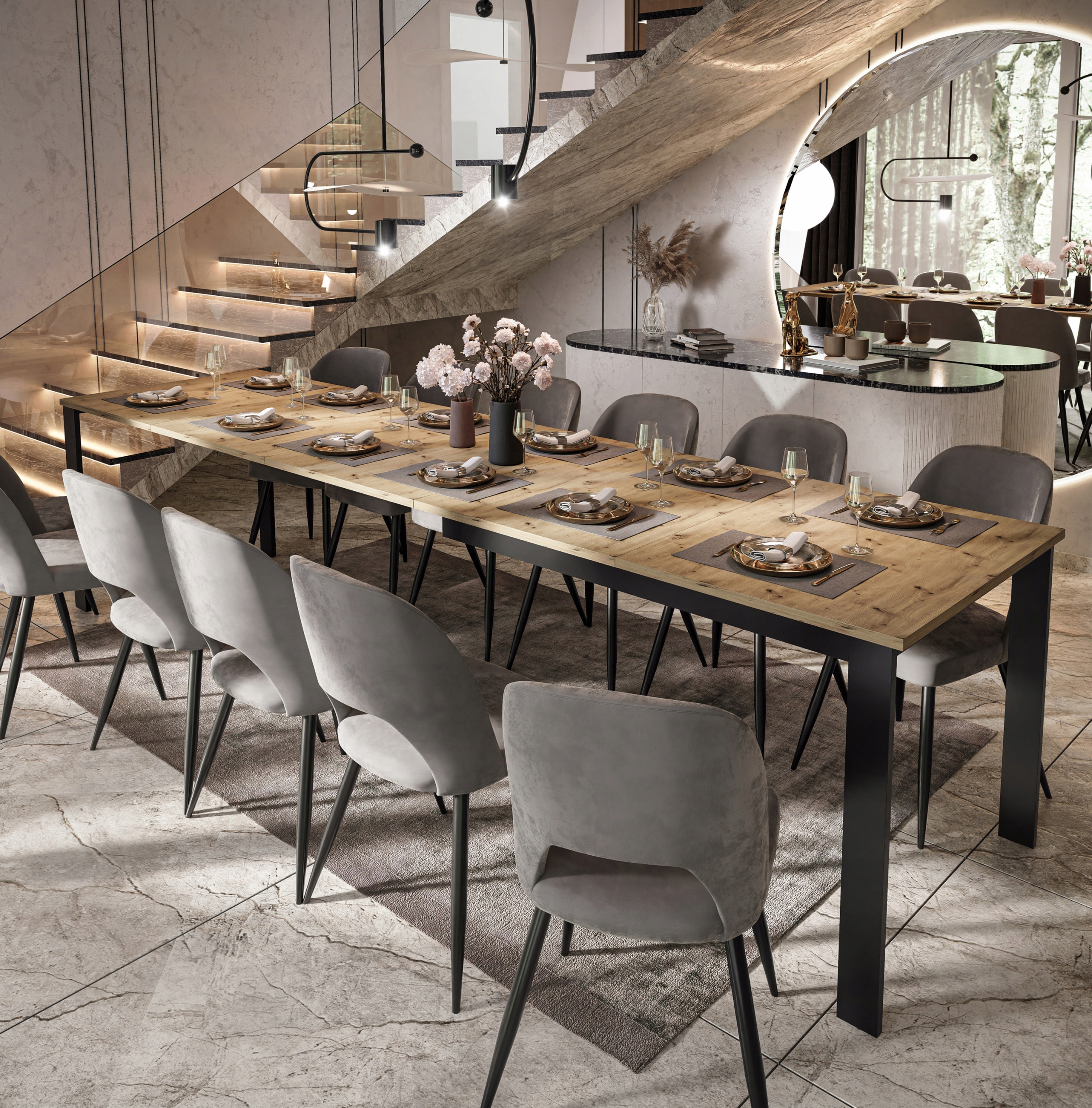 Stół rozkładany ART LOFT 125-320 cm dąb artisan Szerokość mebla 125 cm