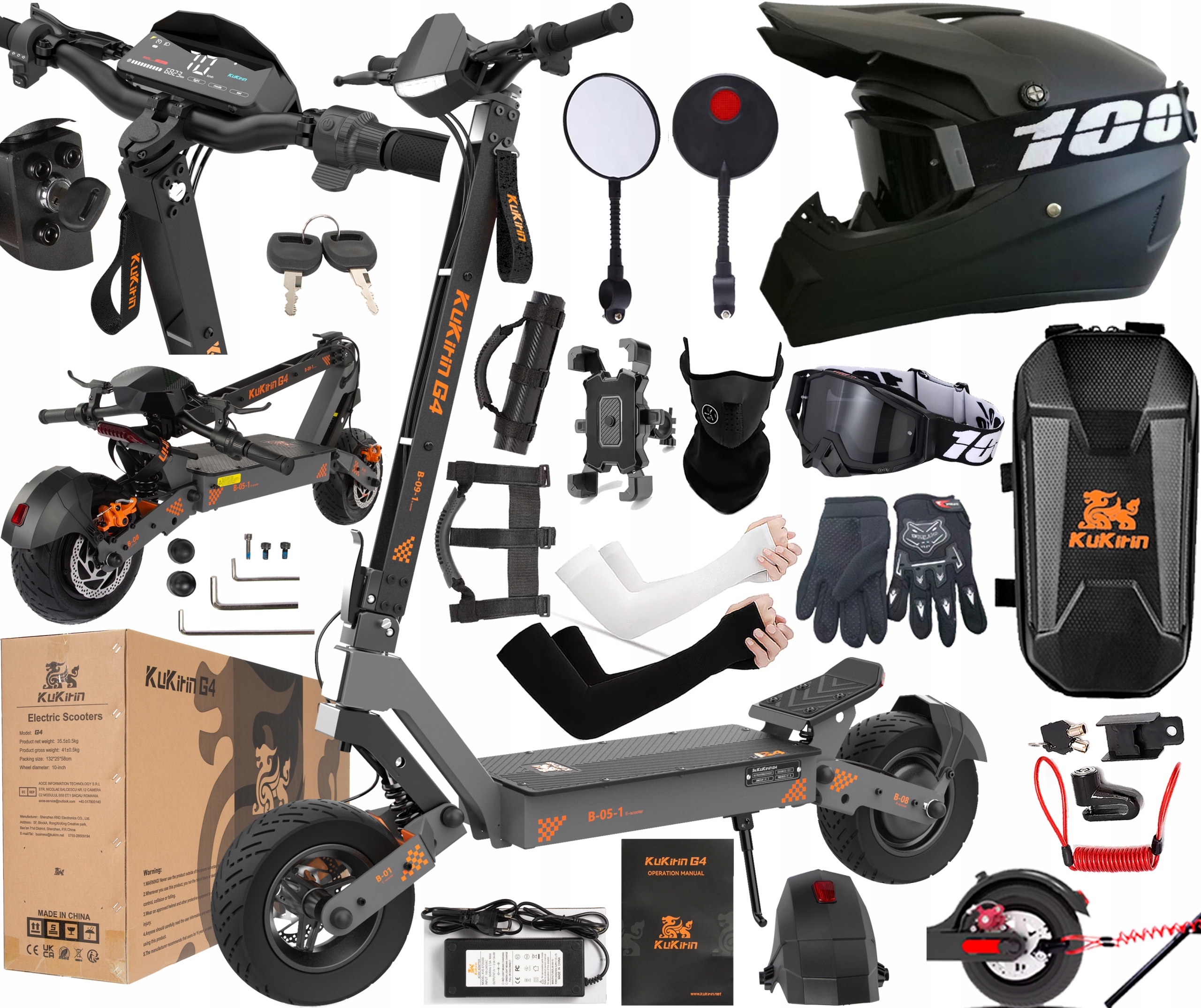 KuKirin G4 Elektrické skládací vozidlo 2000W 60V 20Ah 70KM/H +10 Dárek Pl