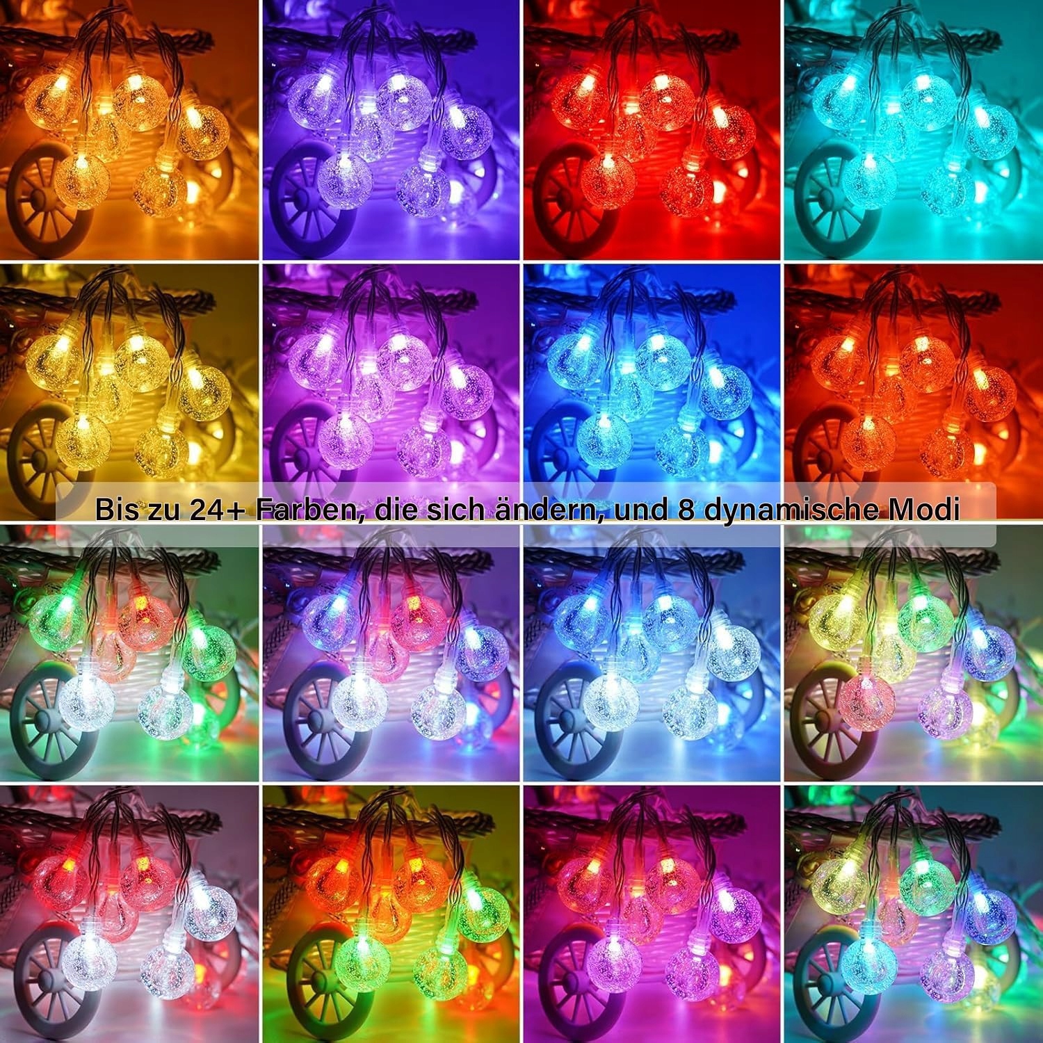 STARRYEVER 120 LED Lampki Zewnętrzne 20M 24 Kolory Kryształowe Kule — miniatura 9