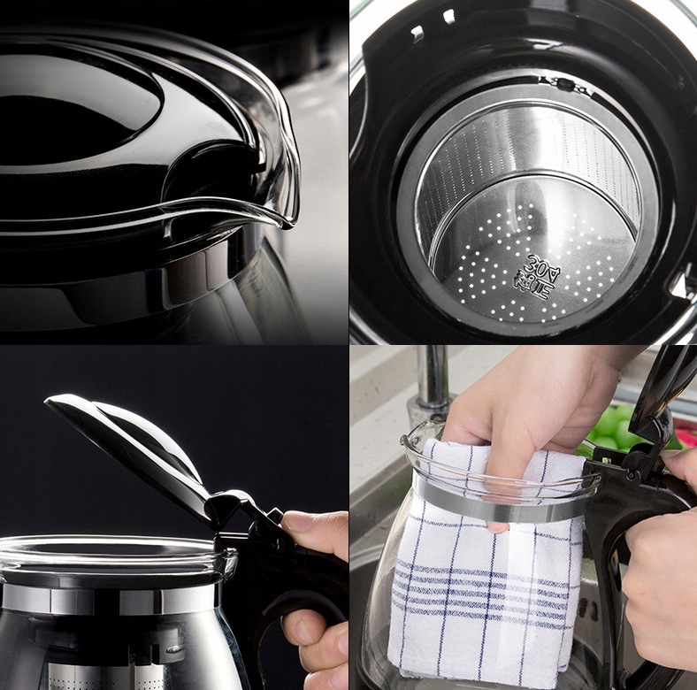 SZKLANY DZBANEK DO HERBATY Z ZAPARZACZEM DO KAWY ZIÓŁ DUŻY ZAPARZACZ 2L Marka inna