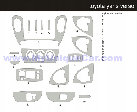 TOYOTA YARIS VERSO OKLEINA PANEL OKLEINY KOKPITU Width 40 cm