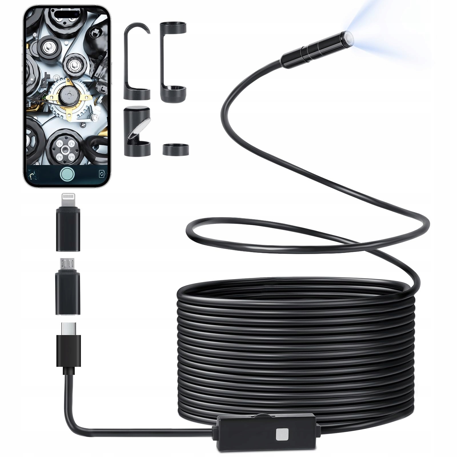 ROMON Kamera Endoskopowa 1080P HD Wodoodporna IP67 8 LED 5M dla Smartfonów