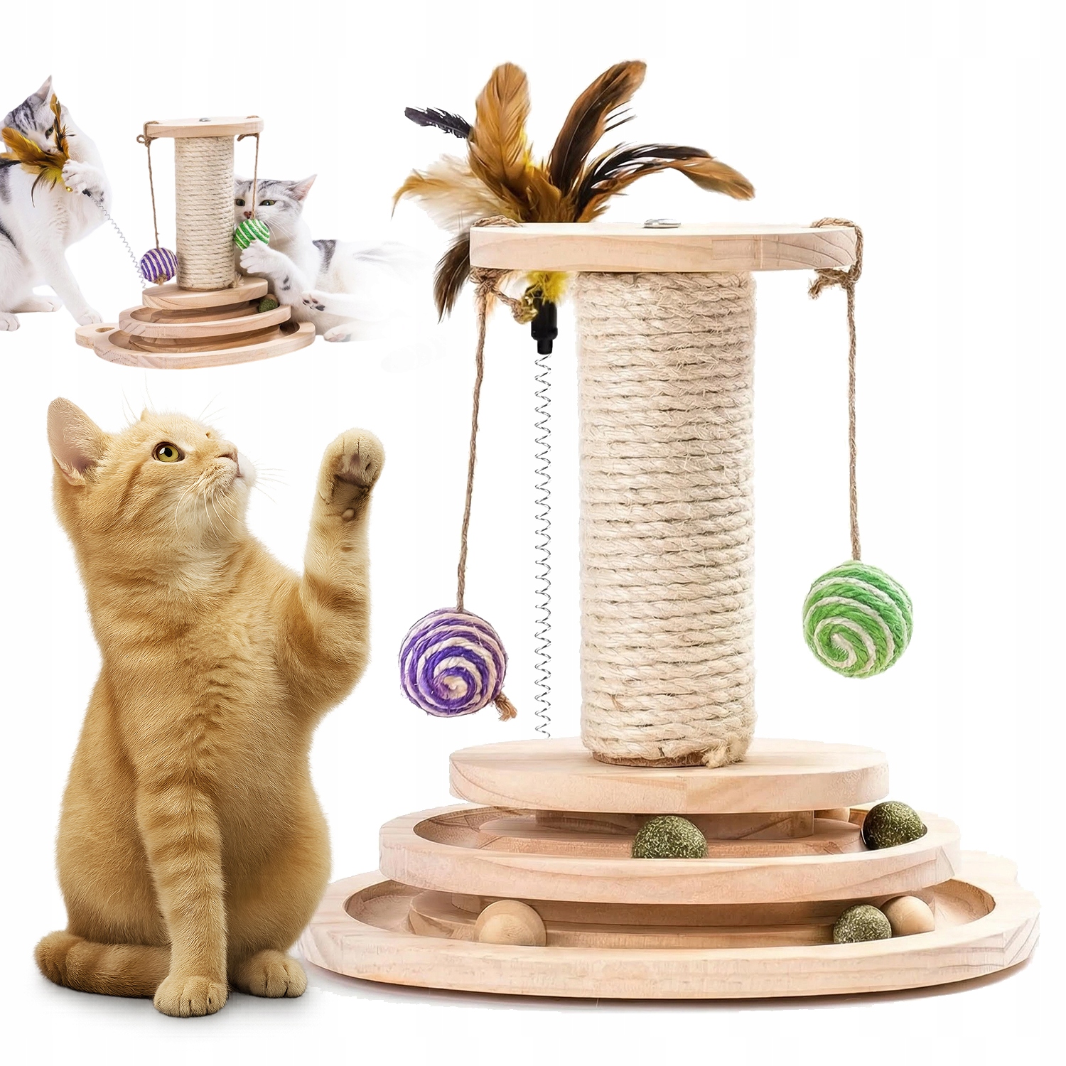 Levně Interaktivní Hračky Pro Kočky, Otočné Hračky Pro Domácí Kočky Ze Dřeva