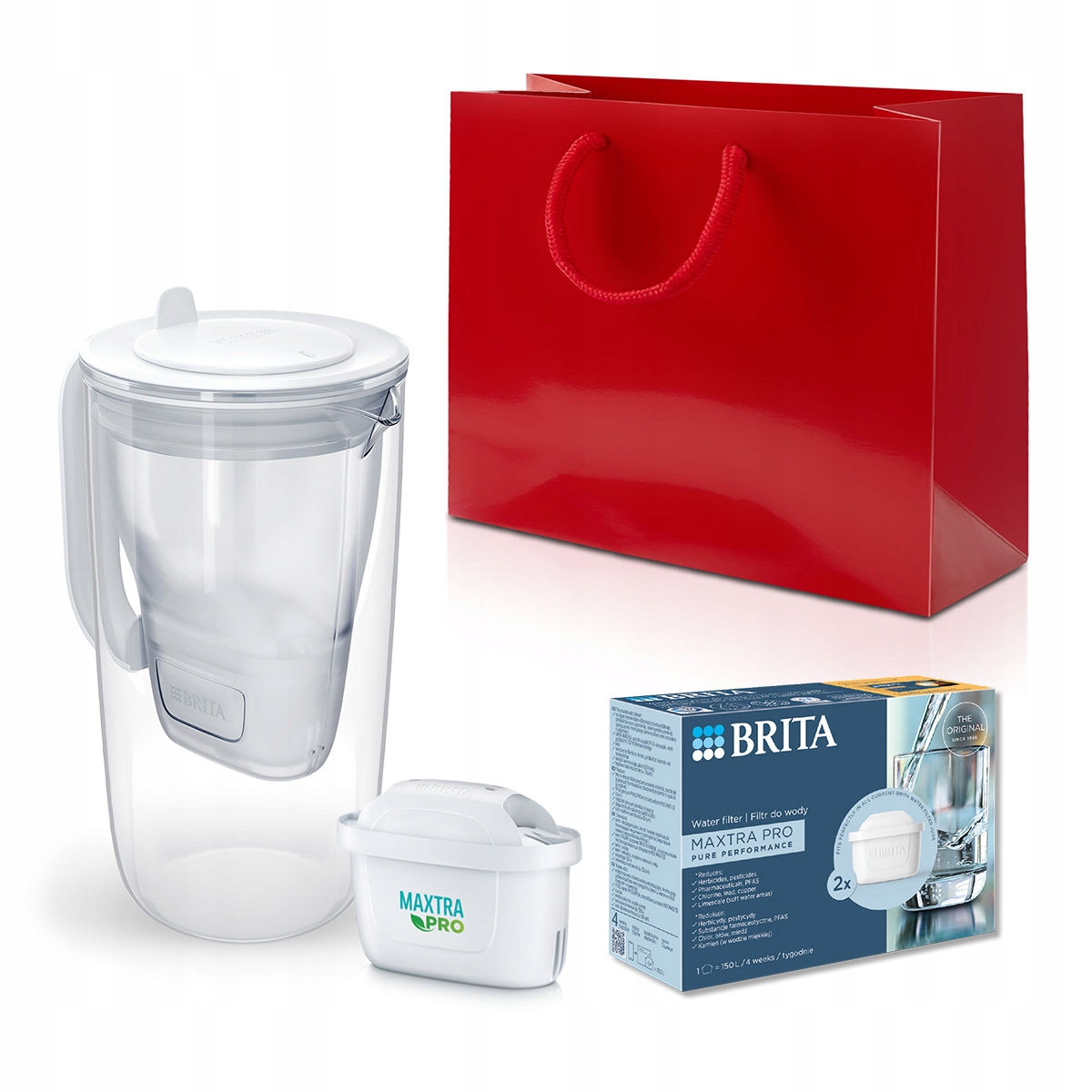 Zestaw prezentowy Brita dzbanek szary Glass 3 filtry Pure Performance