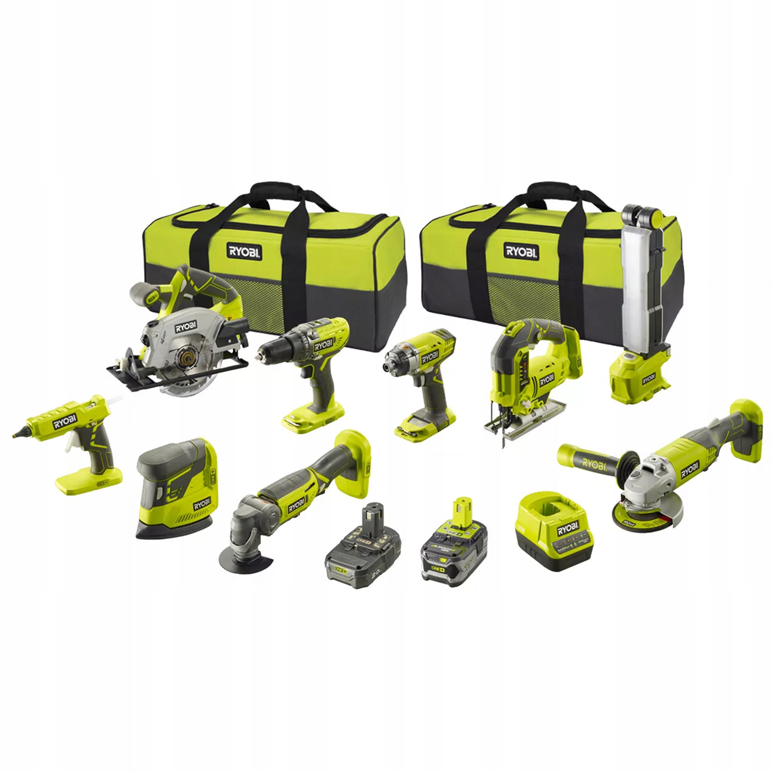 RYOBI ZESTAW NARZĘDZI COMBO 9 elem 18V 2xBATERIA Torba