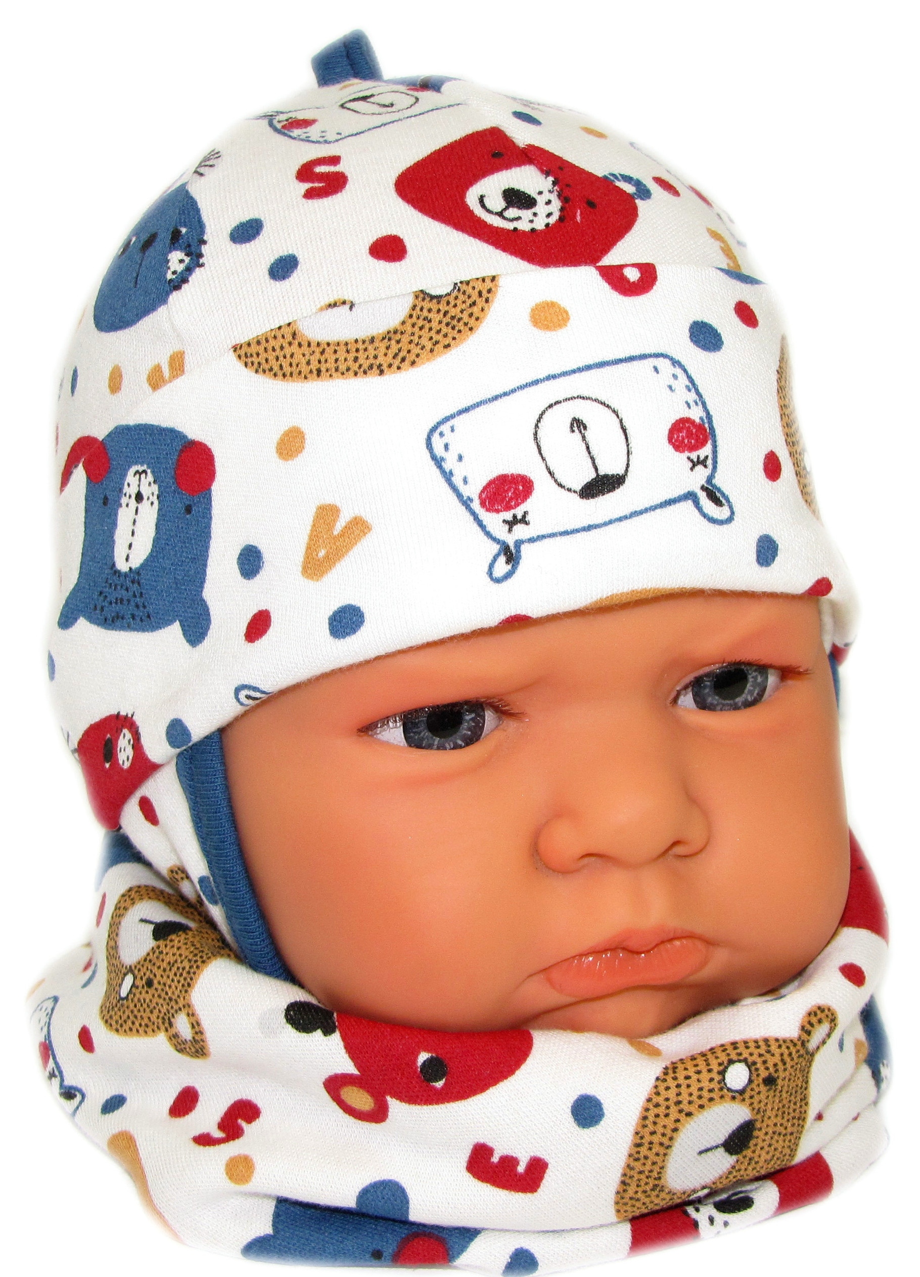 

Komplet Niemowlęcy Czapka Apaszka 38-40cm Wiosna