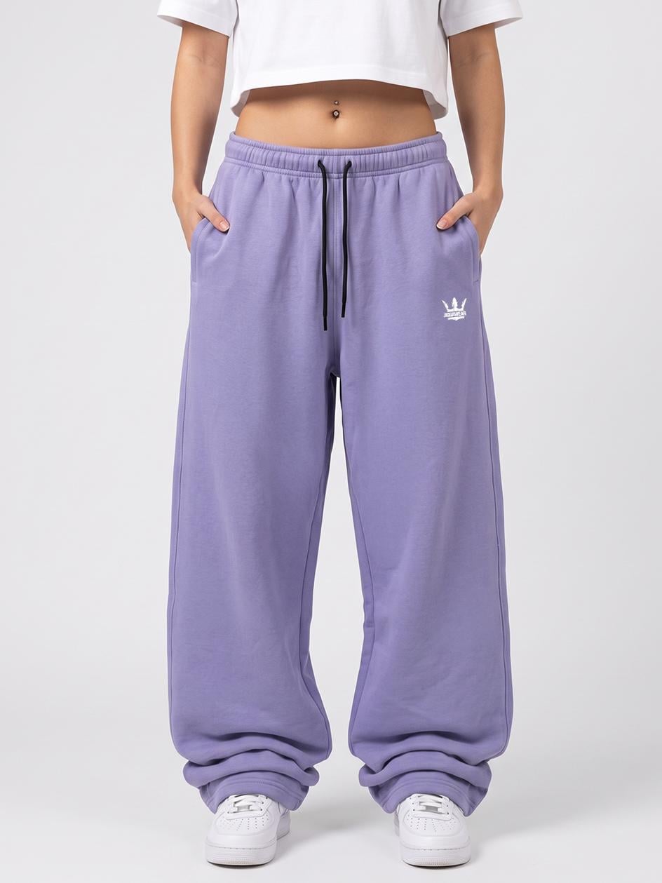 Široké Dresové kalhoty Baggy Dámské Tmavé Fialové Jigga Wear Výšivka XXL
