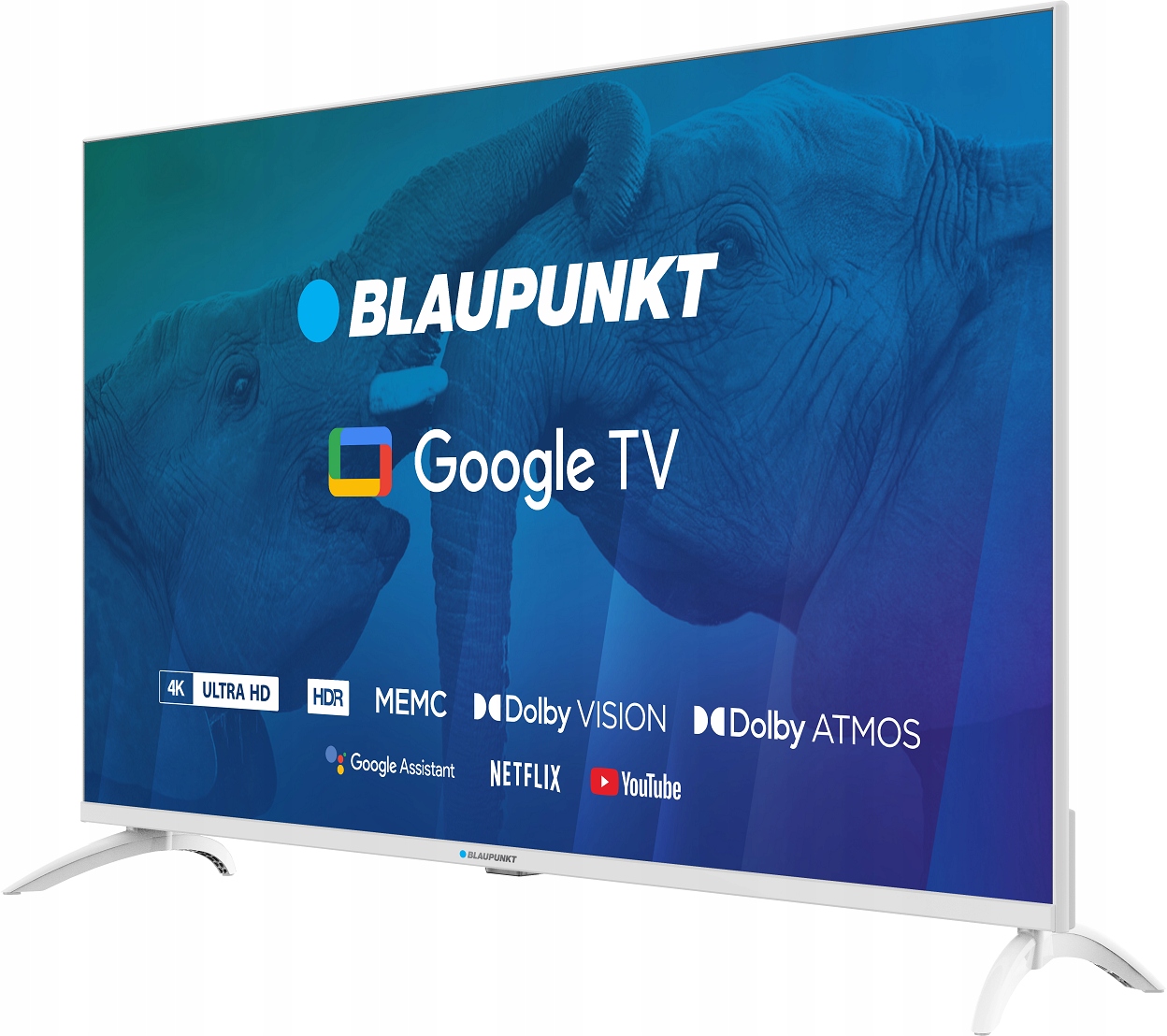 Telewizor 43 Cale Blaupunkt Led 4K Google Tv Dolby Vision Biały DVBT-2 Hdmi