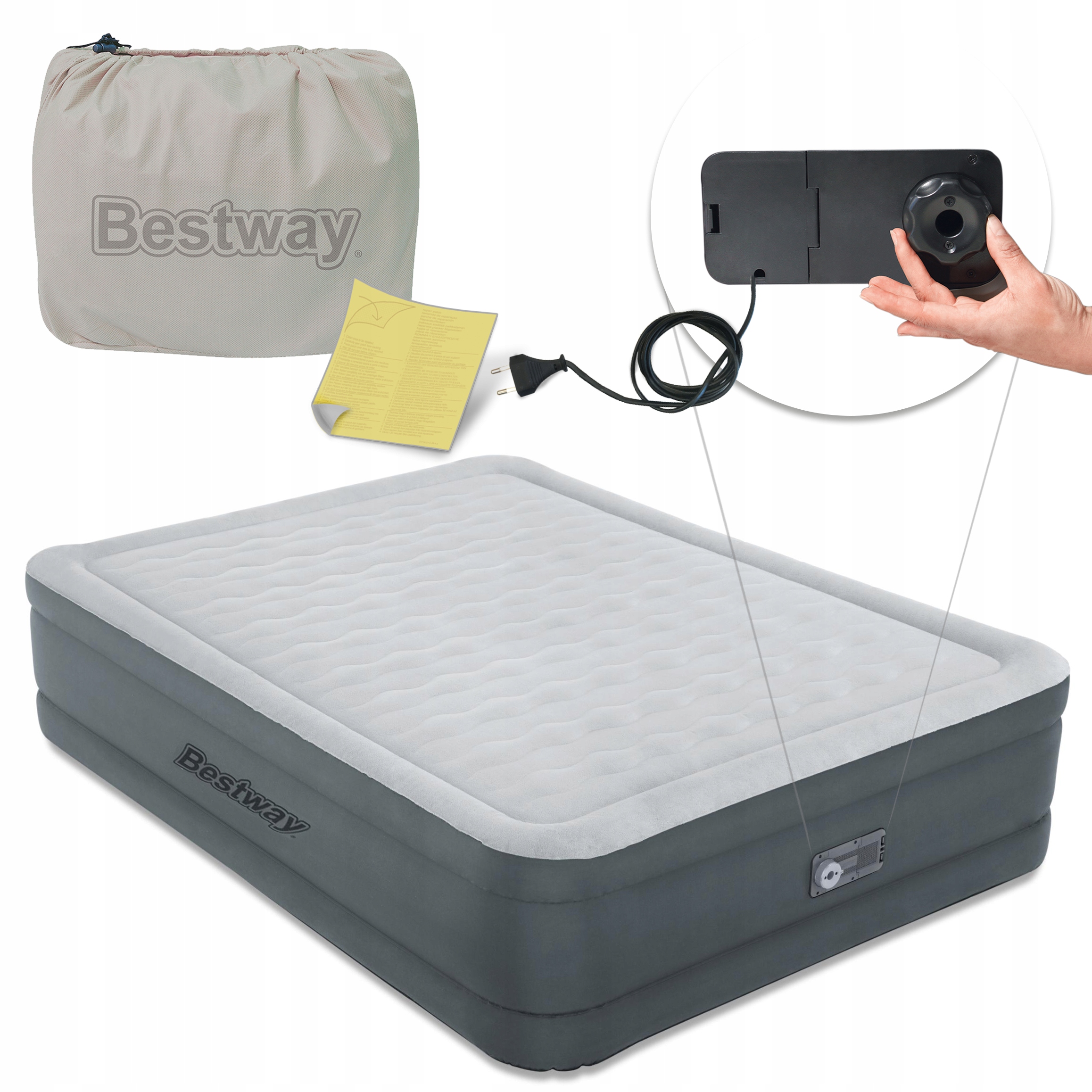 

Materac Dmuchany z Pompką 203x152x46cm Bestway
