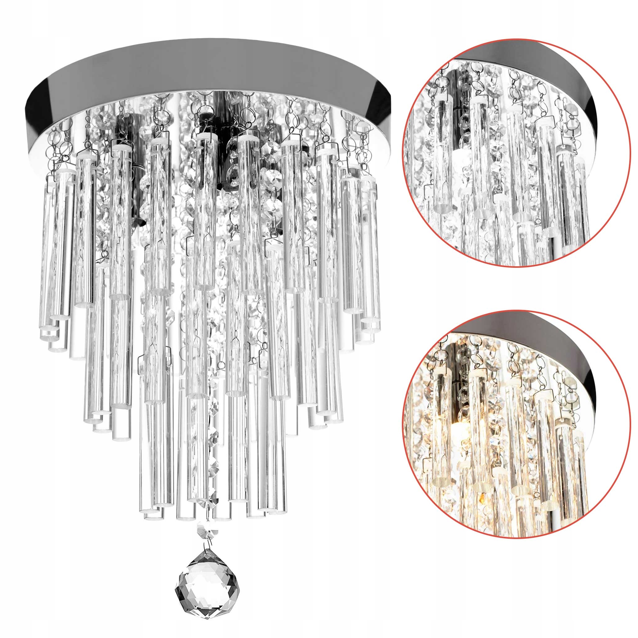 Stropná lampa s kryštálmi Chrom Stropné Svietidlo Kryštálový chróm Sople G9