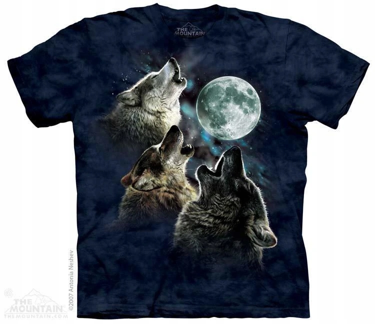 Pánské batikované triko The Mountain Three Wolf Moon In Blue modré L