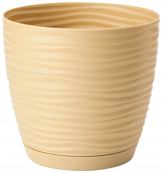Doniczka okrągła z podstawką SAHARA PETIT 23 KREM Maks. szerokość 23 cm