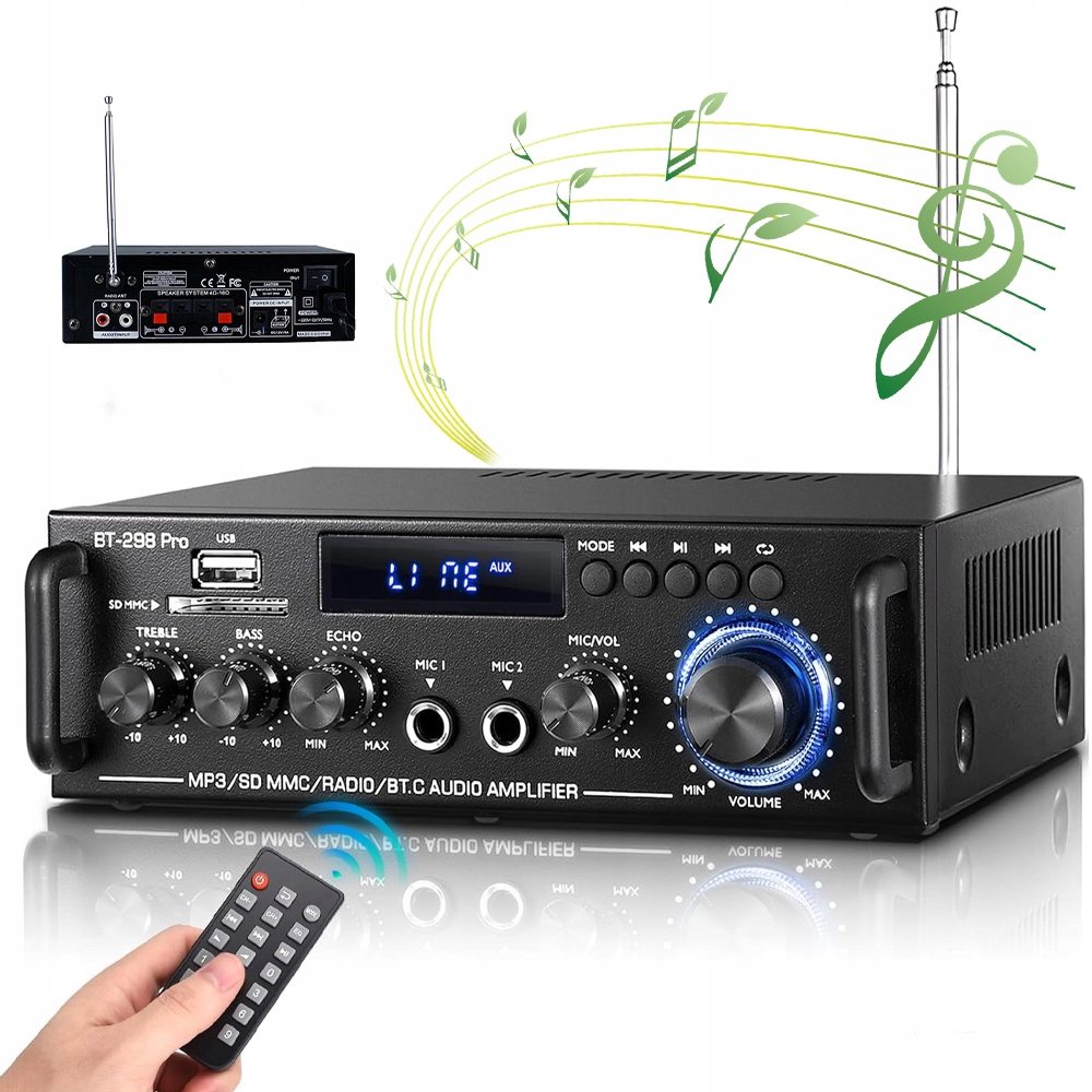 Stereo Audio Zesilovač 2KANÁLOVÝ Přijímač, Funkce Fm, Nízká Hladina Hluku