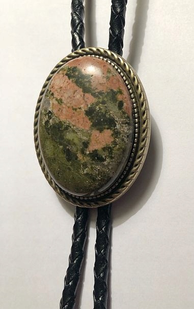 Bolo kravata westernová Unakit Jaspis pletená z přírodní kůže