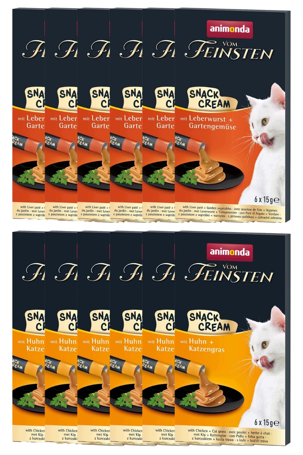 Animonda vom Feinsten Snack Cream pro kočky 6x15g MIX 12 ks (72x15g)