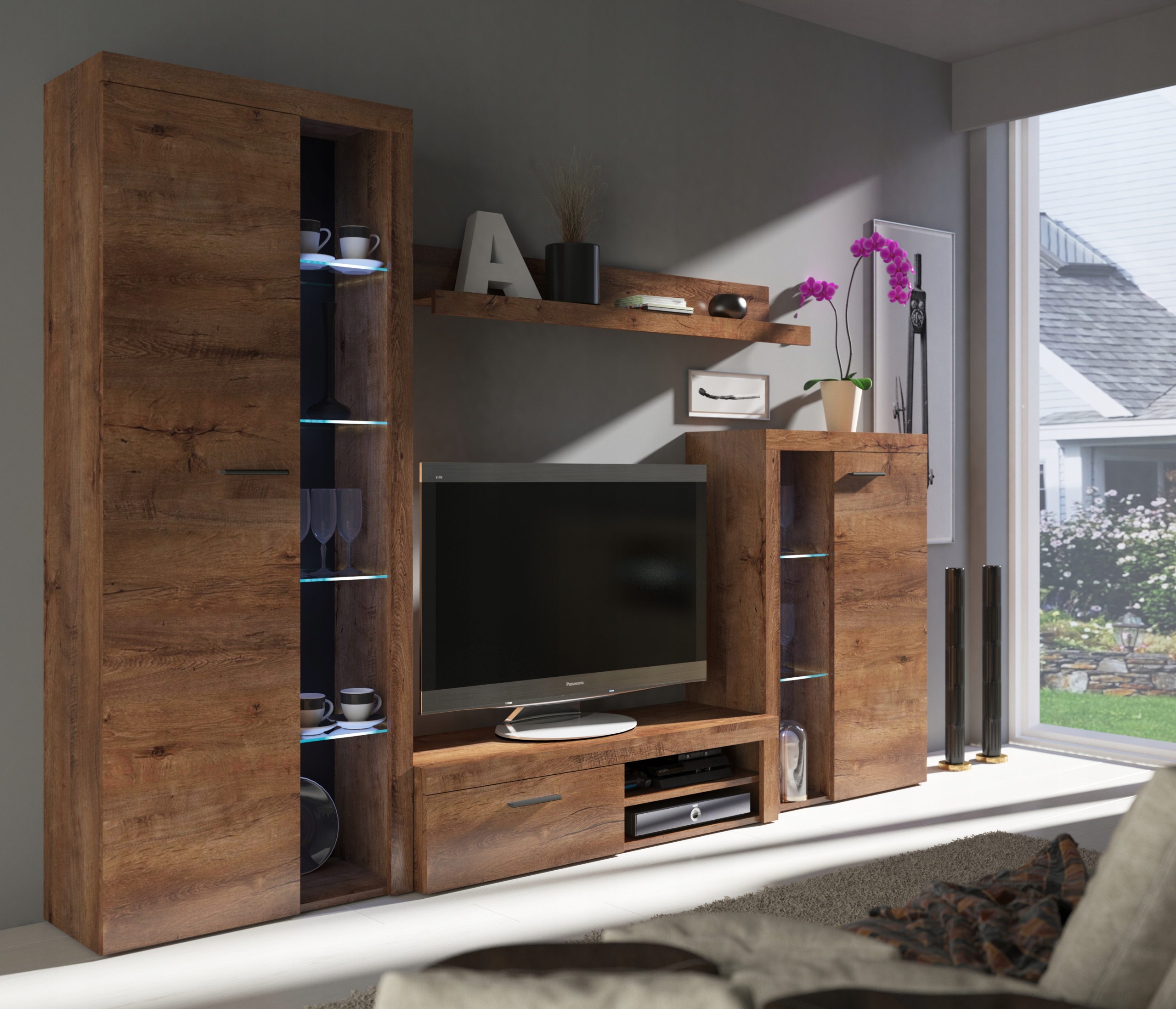 Meblościanka Rumba meble do salonu witryna, rtv