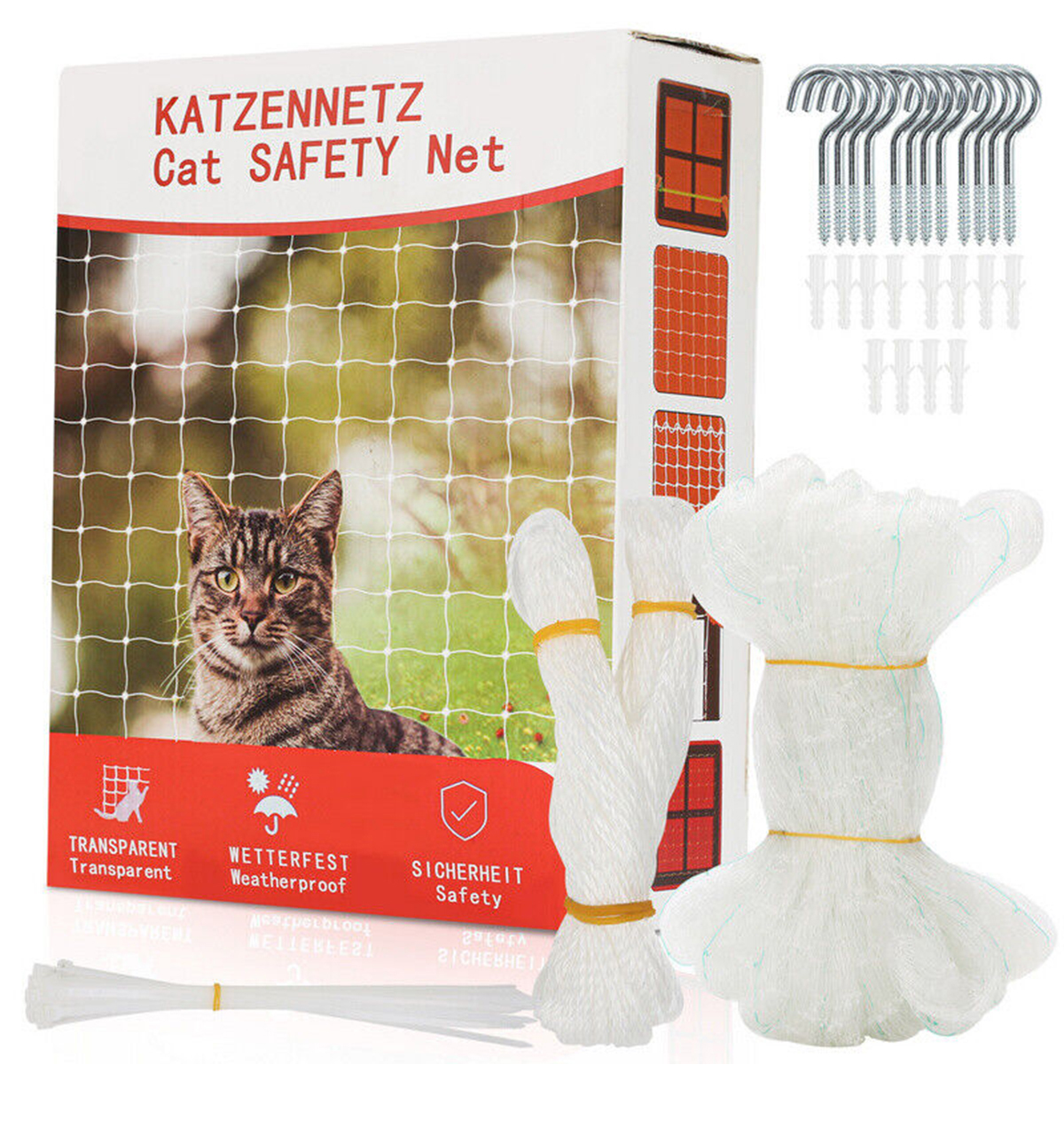 Síťka Na Balkon Pro Kočky 8 x 3 m Bezpečná Vyztužená Sada