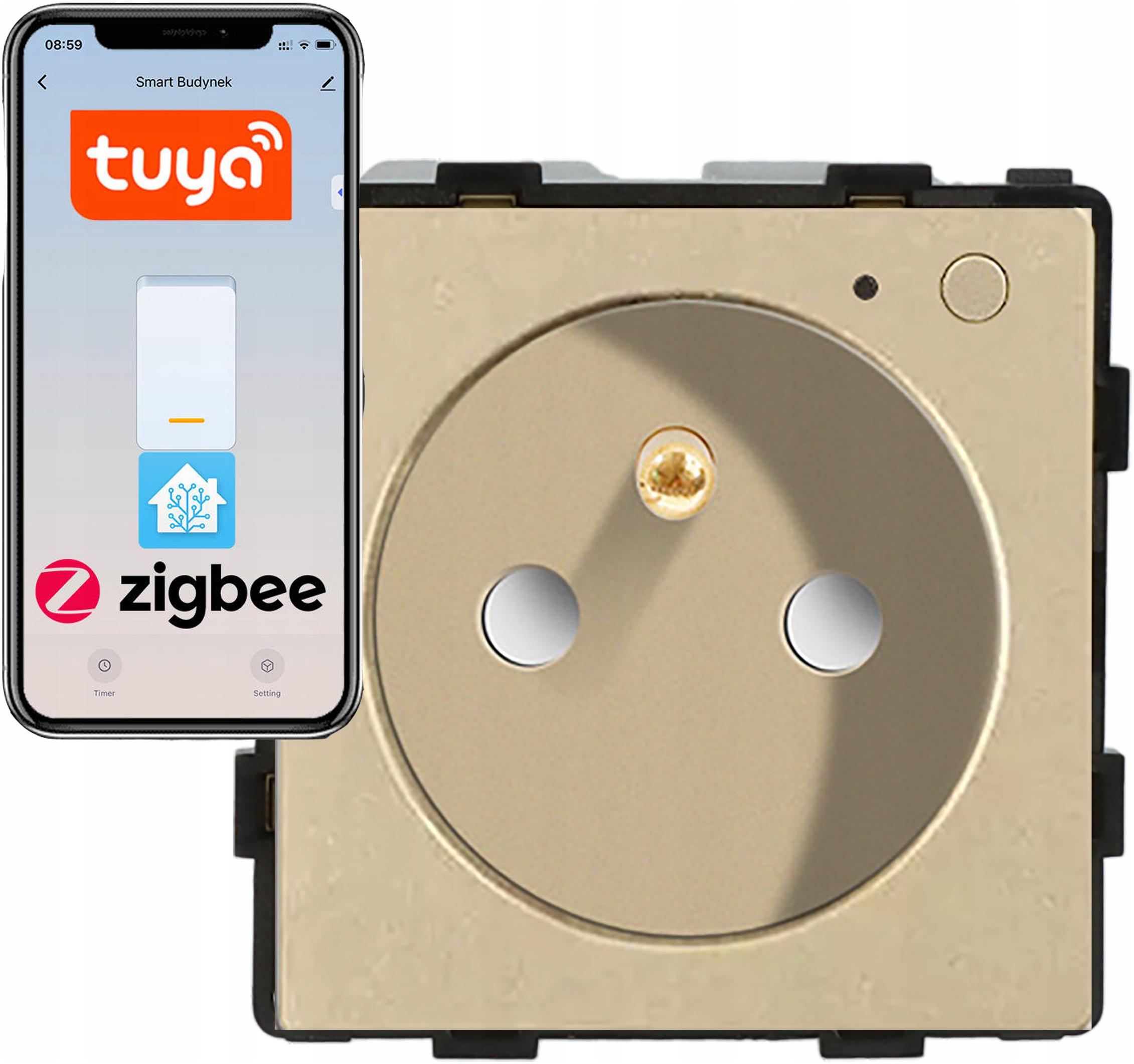 Modul Inteligentní Zásuvka 230V S Kolíkem Zlatý ZigBee 1F