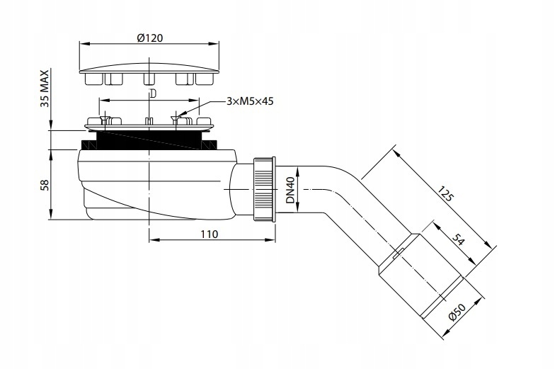 Syfon R580 Black do brodzika z odpływem 90 RADAWAY EAN (GTIN) 5902738069487
