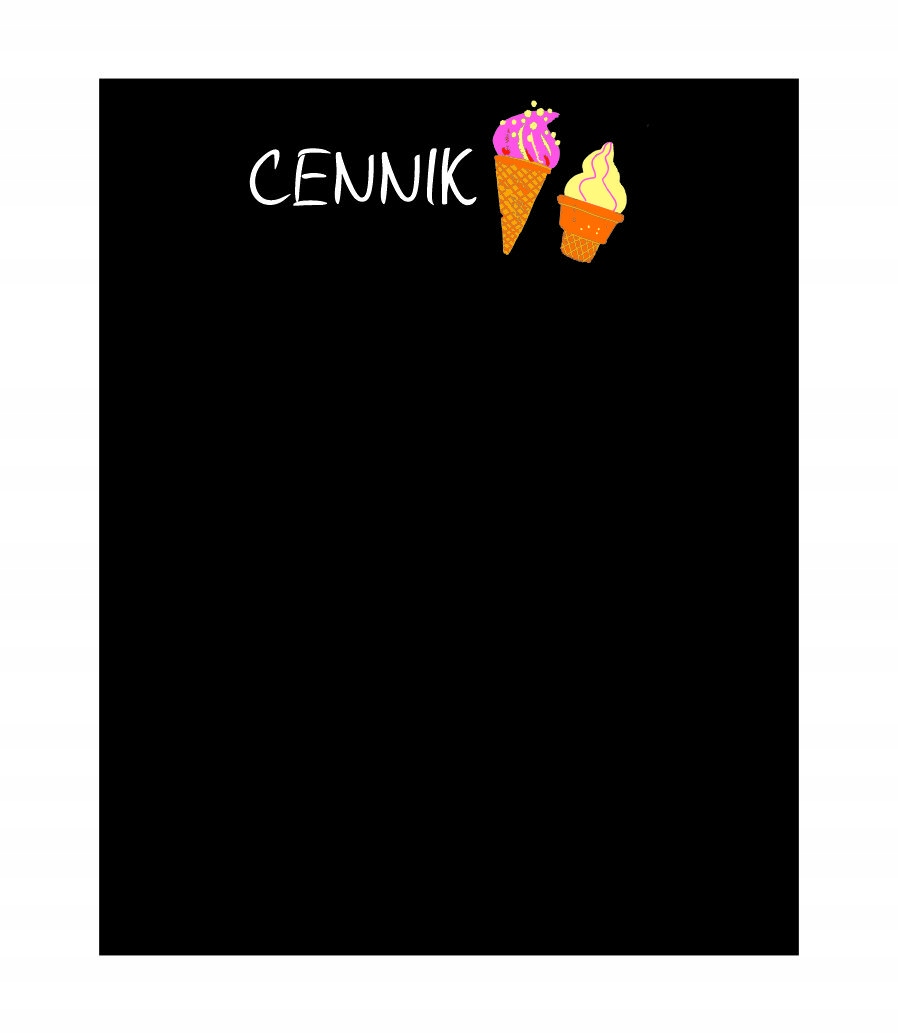 Cennik kredowy do lodziarni 39,5x49,5 cm - NOWOŚĆ!