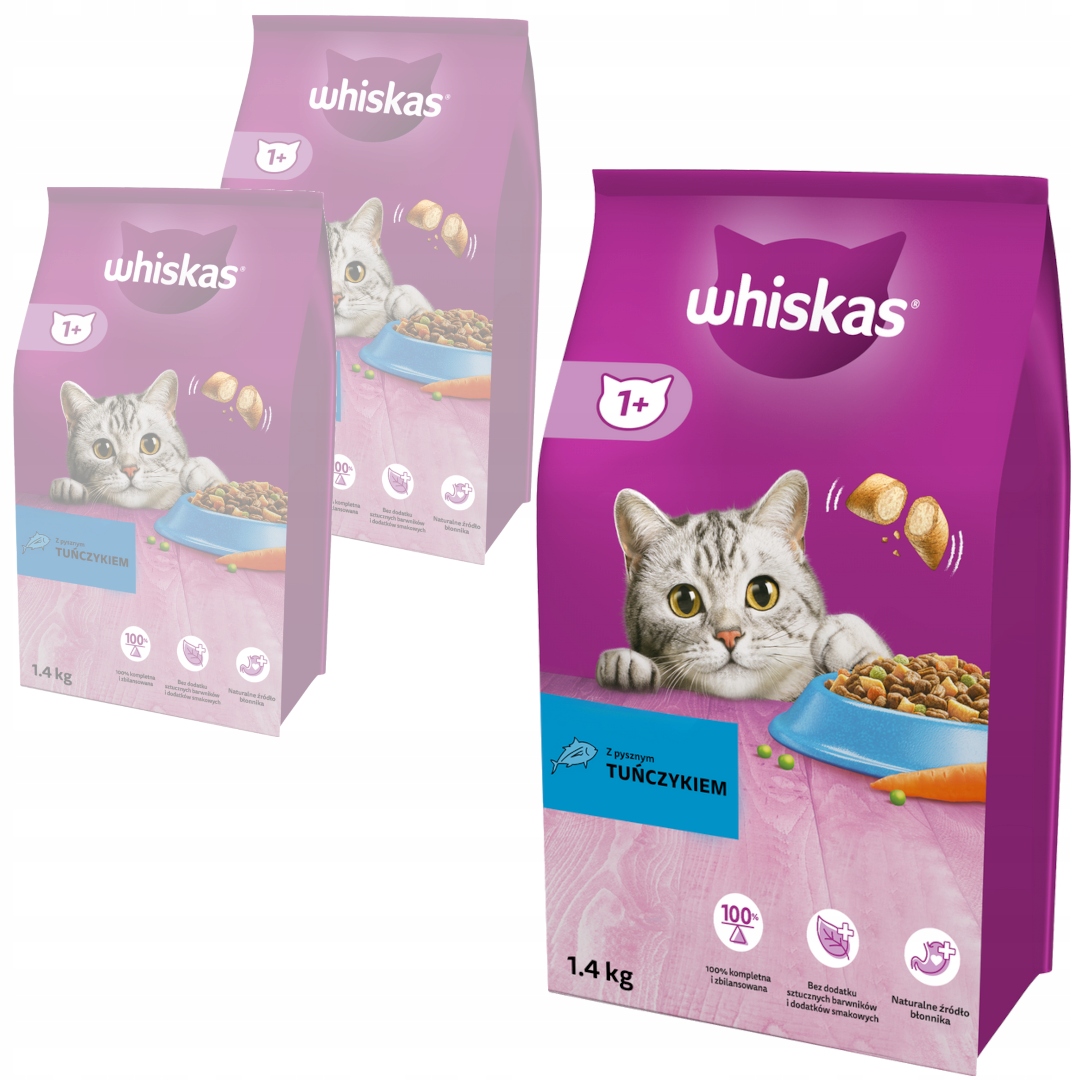 Whiskas Adult 3x1,4kg Suché Krmivo pro dospělé kočky s tuňákem