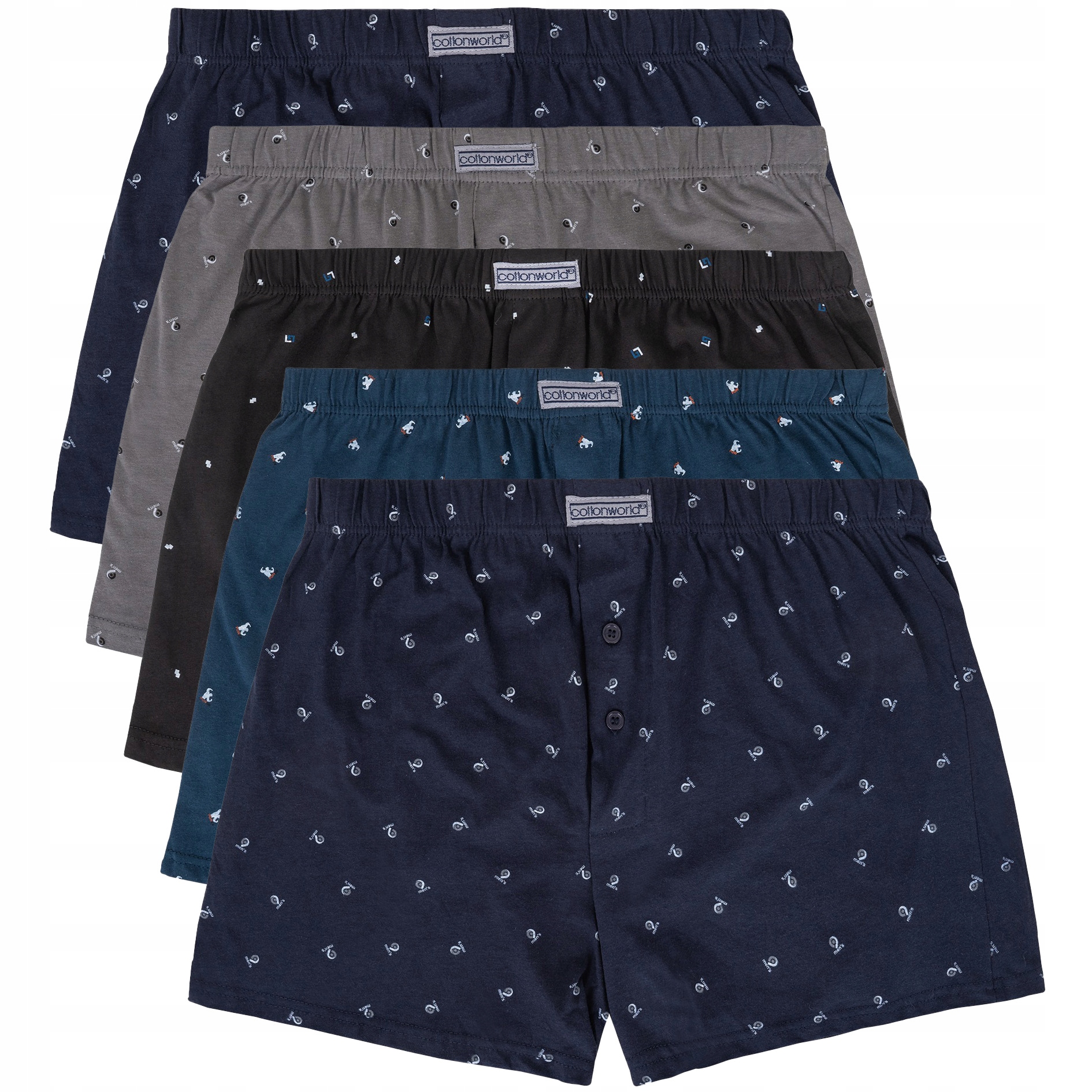 5x Bokserki Cotton World Luźne 100% Bawełna 4XL
