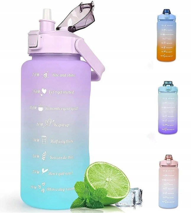 Butelka motywacyjna bidon wodę sportowa 1,5L siłownie ze słomką Bpa 1500ml