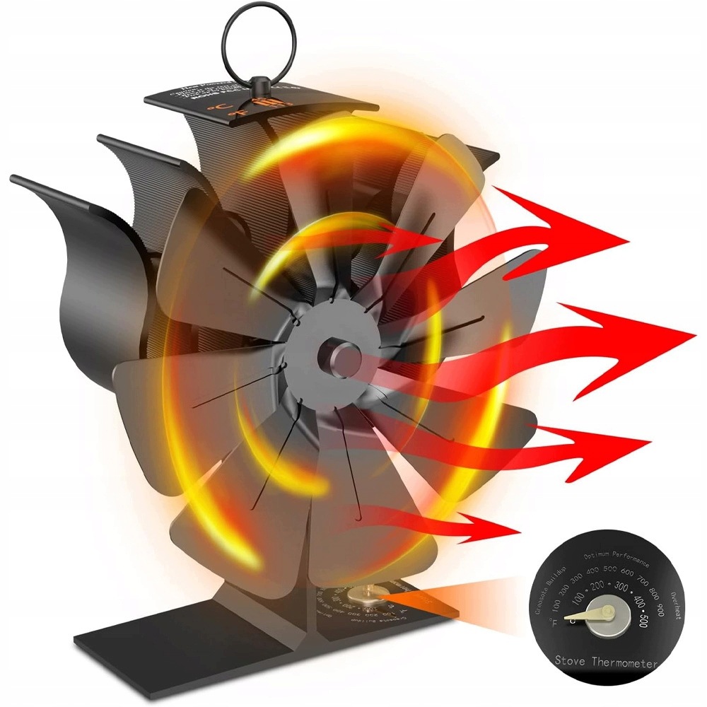 Krbový Ventilátor Pro Kamna 8 Lopatek, Tichý Ventilátor Napájený Teplem