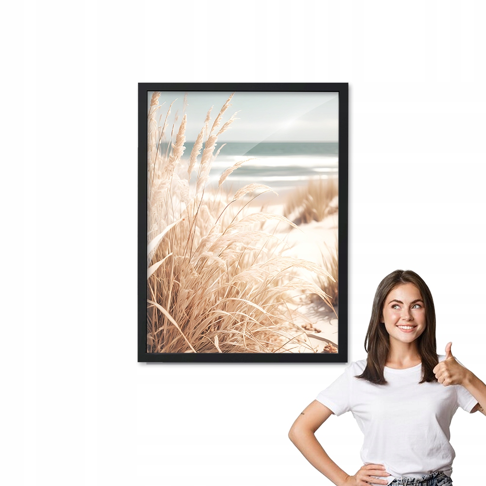 Obraz z ramką wzór Boho morze piasek +czarna ramka 50x70 do kuchni, jadalni