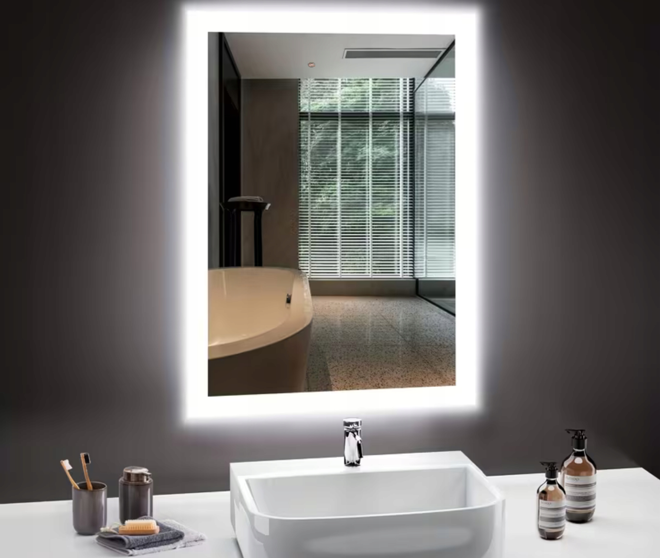 Kúpeľňové Led zrkadlo 50x70 cm 2 farby svetla IP44 vertikálne/horizontálne