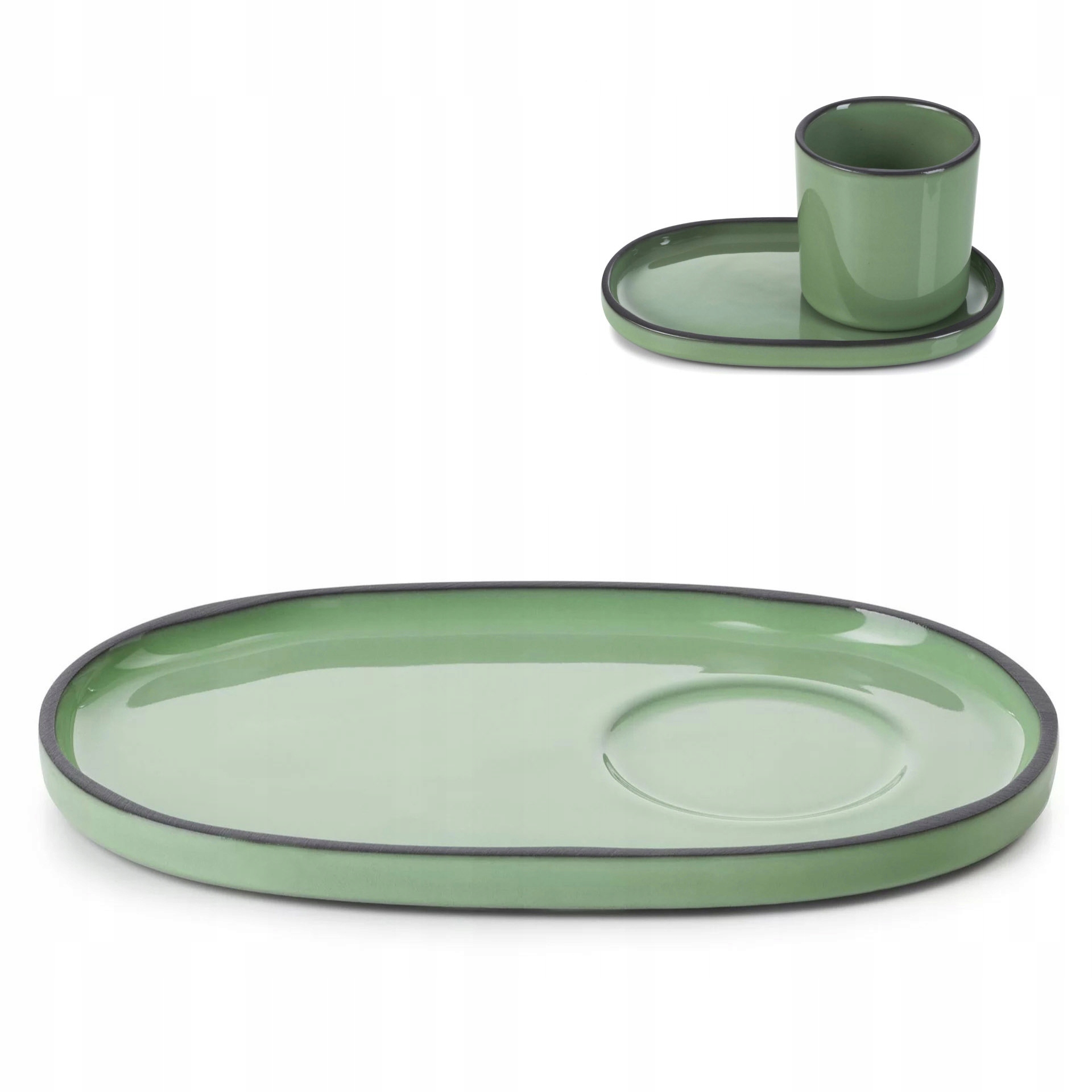 Podšálek oválný mátový Caractere Revol