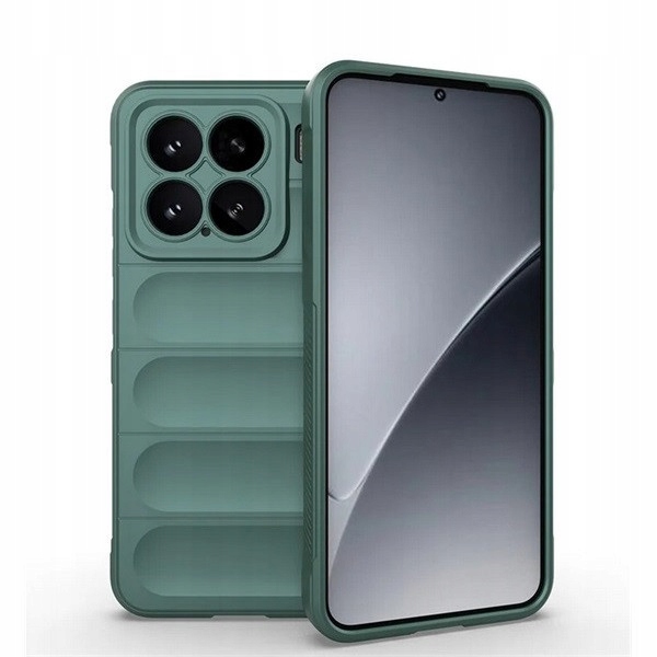 Xiaomi 15, Etui silikonowe, średnioodporne na wstrząsy, wzór 3D, ciemnozielone