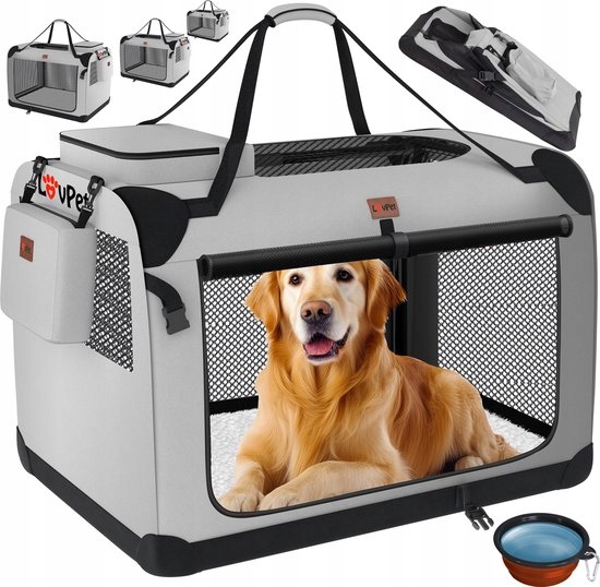 Transporter dla psa składana Torba składany kojec XL 81,3x58,4cm 23kg szary