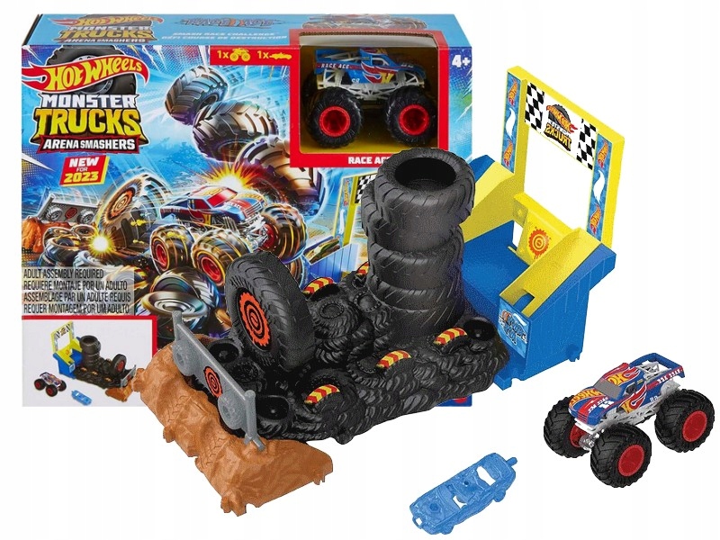 Hot Wheels Monster Trucks Arena Smashers Race Ace Smash Race Challenge  Playset